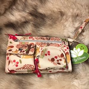 NWT Lily Bloom Kim Wristlet - Forest Owl Print